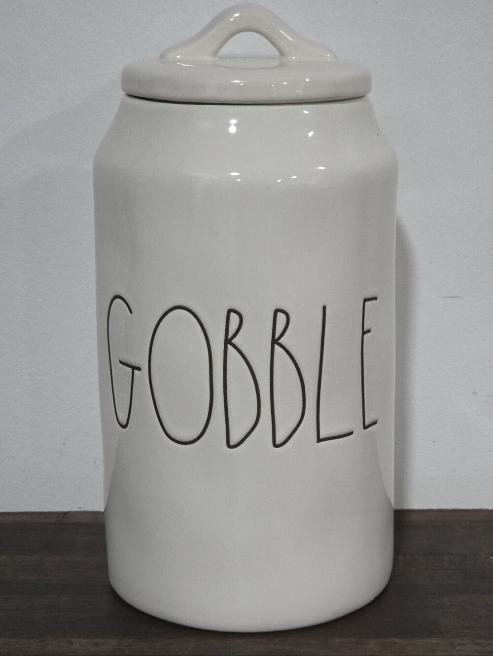 Rae Dunn 'GOBBLE' Canister with Flat Lid